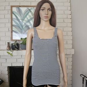Aritzia T. Babaton blue white striped sleeveless tank top bodycon stretch